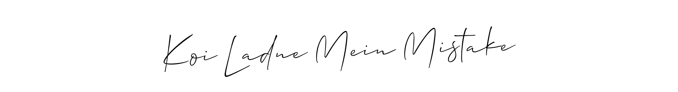 How to Draw Koi Ladne Mein Mistake signature style? Allison_Script is a latest design signature styles for name Koi Ladne Mein Mistake. Koi Ladne Mein Mistake signature style 2 images and pictures png