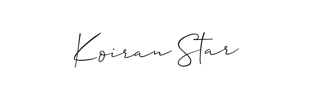 Use a signature maker to create a handwritten signature online. With this signature software, you can design (Allison_Script) your own signature for name Koiran Star. Koiran Star signature style 2 images and pictures png