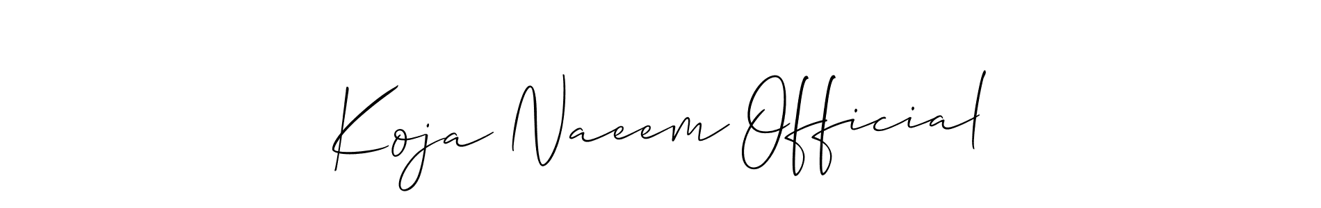 if you are searching for the best signature style for your name Koja Naeem Official. so please give up your signature search. here we have designed multiple signature styles  using Allison_Script. Koja Naeem Official signature style 2 images and pictures png