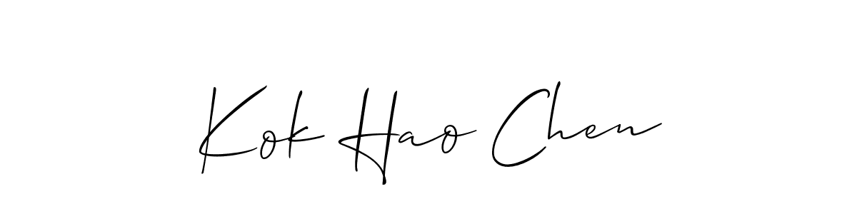 This is the best signature style for the Kok Hao Chen name. Also you like these signature font (Allison_Script). Mix name signature. Kok Hao Chen signature style 2 images and pictures png
