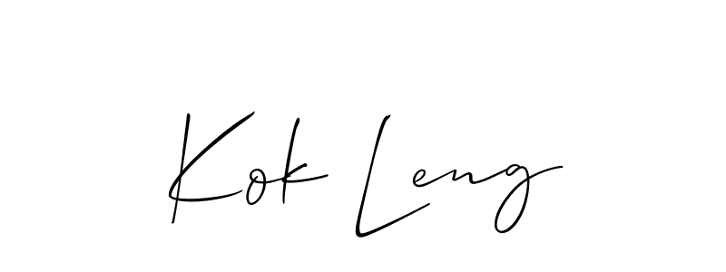 Allison_Script is a professional signature style that is perfect for those who want to add a touch of class to their signature. It is also a great choice for those who want to make their signature more unique. Get Kok Leng name to fancy signature for free. Kok Leng signature style 2 images and pictures png