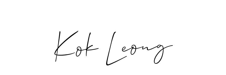 Also we have Kok Leong name is the best signature style. Create professional handwritten signature collection using Allison_Script autograph style. Kok Leong signature style 2 images and pictures png