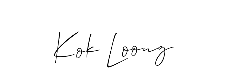 if you are searching for the best signature style for your name Kok Loong. so please give up your signature search. here we have designed multiple signature styles  using Allison_Script. Kok Loong signature style 2 images and pictures png