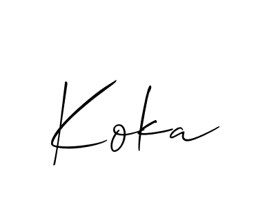 You should practise on your own different ways (Allison_Script) to write your name (Koka) in signature. don't let someone else do it for you. Koka signature style 2 images and pictures png