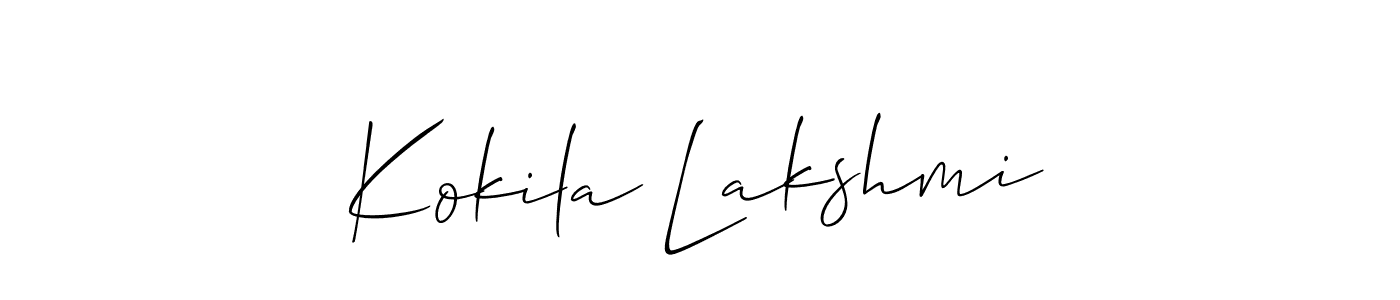 Allison_Script is a professional signature style that is perfect for those who want to add a touch of class to their signature. It is also a great choice for those who want to make their signature more unique. Get Kokila Lakshmi name to fancy signature for free. Kokila Lakshmi signature style 2 images and pictures png