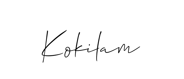 How to Draw Kokilam signature style? Allison_Script is a latest design signature styles for name Kokilam. Kokilam signature style 2 images and pictures png
