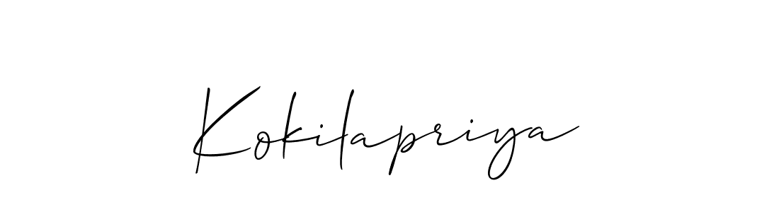 Also we have Kokilapriya name is the best signature style. Create professional handwritten signature collection using Allison_Script autograph style. Kokilapriya signature style 2 images and pictures png