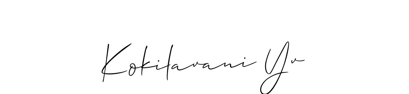 Also You can easily find your signature by using the search form. We will create Kokilavani Yv name handwritten signature images for you free of cost using Allison_Script sign style. Kokilavani Yv signature style 2 images and pictures png