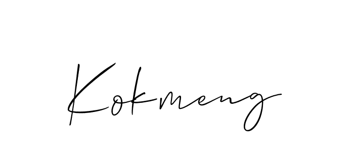 Similarly Allison_Script is the best handwritten signature design. Signature creator online .You can use it as an online autograph creator for name Kokmeng. Kokmeng signature style 2 images and pictures png