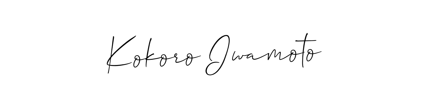 Make a beautiful signature design for name Kokoro Iwamoto. With this signature (Allison_Script) style, you can create a handwritten signature for free. Kokoro Iwamoto signature style 2 images and pictures png