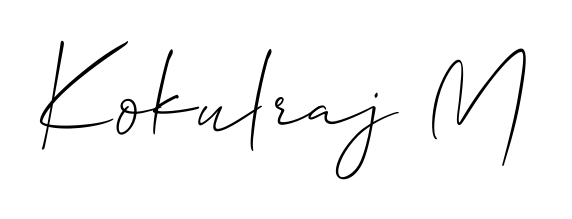 The Allison_Script handwriting style adds charm and authenticity to name Kokulraj M. A wonderful choice for personal thank-you notes. Kokulraj M signature style 2 images and pictures png