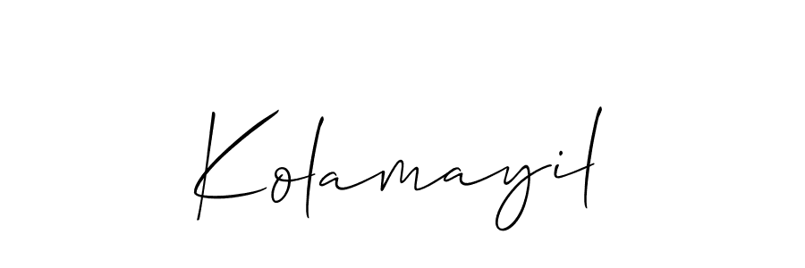 The best way (Allison_Script) to make a short signature is to pick only two or three words in your name. The name Kolamayil include a total of six letters. For converting this name. Kolamayil signature style 2 images and pictures png