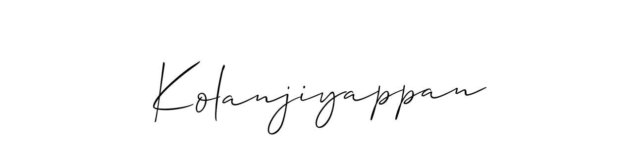 Make a beautiful signature design for name Kolanjiyappan. With this signature (Allison_Script) style, you can create a handwritten signature for free. Kolanjiyappan signature style 2 images and pictures png
