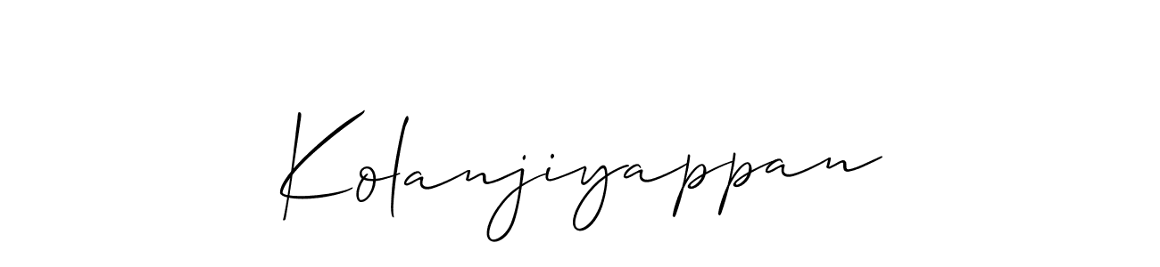 Similarly Allison_Script is the best handwritten signature design. Signature creator online .You can use it as an online autograph creator for name Kolanjiyappan. Kolanjiyappan signature style 2 images and pictures png