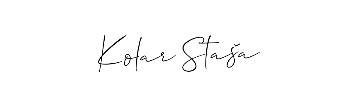 How to make Kolar Staša name signature. Use Allison_Script style for creating short signs online. This is the latest handwritten sign. Kolar Staša signature style 2 images and pictures png