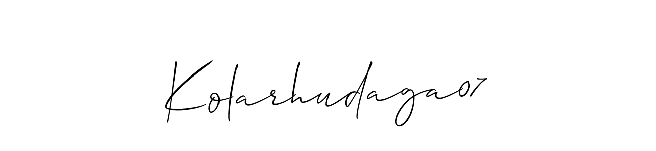 Use a signature maker to create a handwritten signature online. With this signature software, you can design (Allison_Script) your own signature for name Kolarhudaga07. Kolarhudaga07 signature style 2 images and pictures png