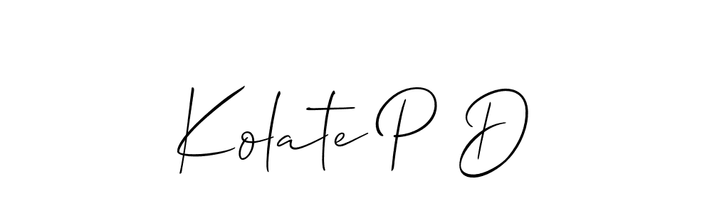 Use a signature maker to create a handwritten signature online. With this signature software, you can design (Allison_Script) your own signature for name Kolate P D. Kolate P D signature style 2 images and pictures png
