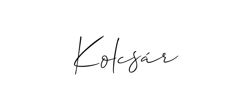 How to make Kolcsár signature? Allison_Script is a professional autograph style. Create handwritten signature for Kolcsár name. Kolcsár signature style 2 images and pictures png