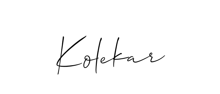 Similarly Allison_Script is the best handwritten signature design. Signature creator online .You can use it as an online autograph creator for name Kolekar. Kolekar signature style 2 images and pictures png