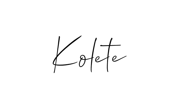 Make a short Kolete signature style. Manage your documents anywhere anytime using Allison_Script. Create and add eSignatures, submit forms, share and send files easily. Kolete signature style 2 images and pictures png