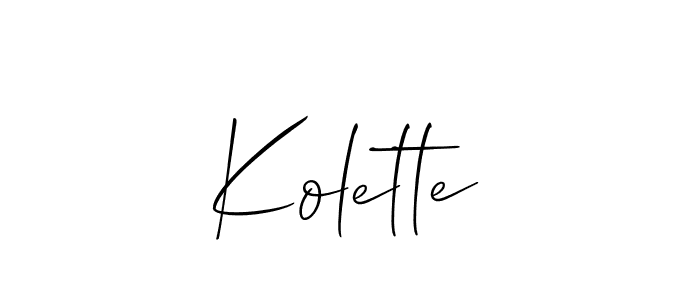 Make a beautiful signature design for name Kolette. With this signature (Allison_Script) style, you can create a handwritten signature for free. Kolette signature style 2 images and pictures png