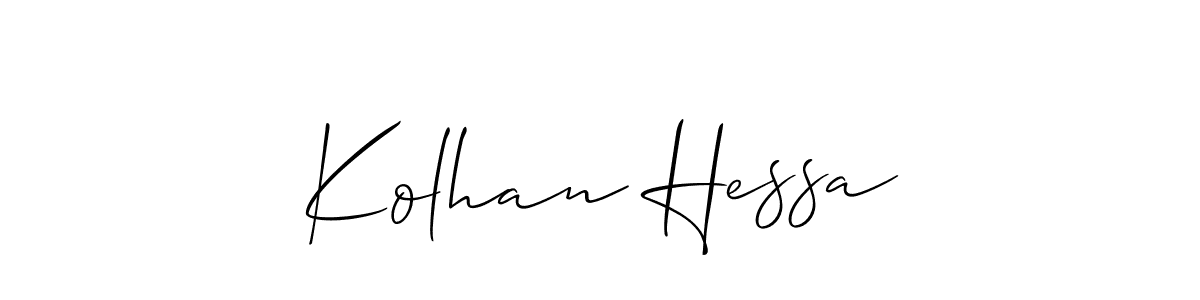 Make a beautiful signature design for name Kolhan Hessa. With this signature (Allison_Script) style, you can create a handwritten signature for free. Kolhan Hessa signature style 2 images and pictures png