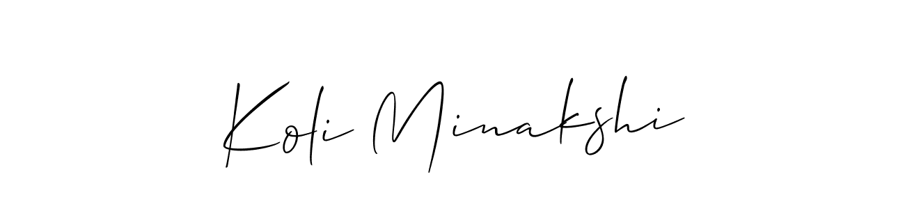 Allison_Script is a professional signature style that is perfect for those who want to add a touch of class to their signature. It is also a great choice for those who want to make their signature more unique. Get Koli Minakshi name to fancy signature for free. Koli Minakshi signature style 2 images and pictures png