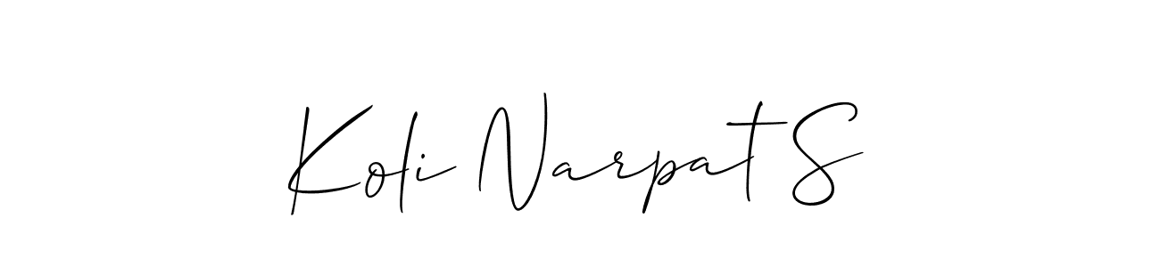 Create a beautiful signature design for name Koli Narpat S. With this signature (Allison_Script) fonts, you can make a handwritten signature for free. Koli Narpat S signature style 2 images and pictures png