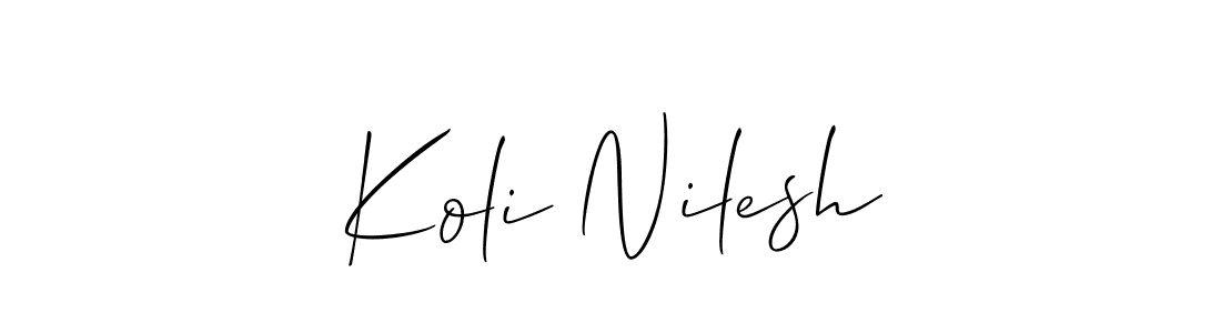 Allison_Script is a professional signature style that is perfect for those who want to add a touch of class to their signature. It is also a great choice for those who want to make their signature more unique. Get Koli Nilesh name to fancy signature for free. Koli Nilesh signature style 2 images and pictures png