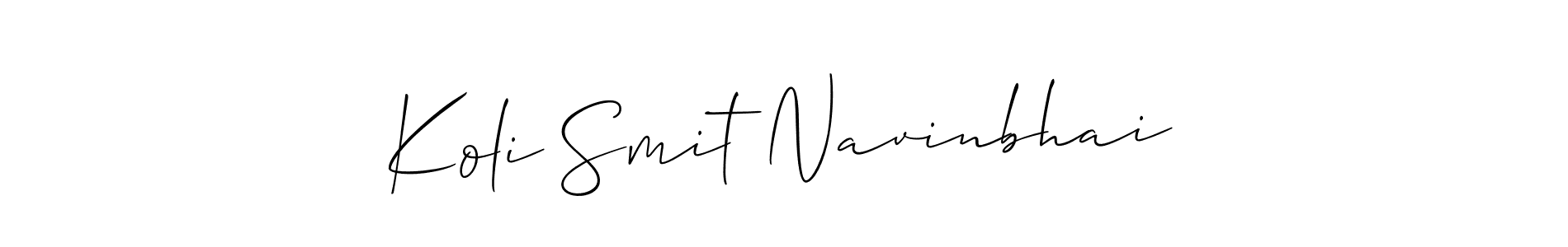 Make a beautiful signature design for name Koli Smit Navinbhai. With this signature (Allison_Script) style, you can create a handwritten signature for free. Koli Smit Navinbhai signature style 2 images and pictures png