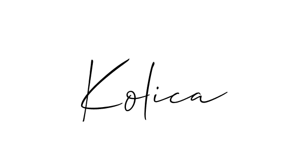 Make a beautiful signature design for name Kolica. With this signature (Allison_Script) style, you can create a handwritten signature for free. Kolica signature style 2 images and pictures png