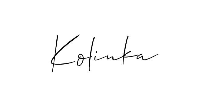 You should practise on your own different ways (Allison_Script) to write your name (Kolinka) in signature. don't let someone else do it for you. Kolinka signature style 2 images and pictures png