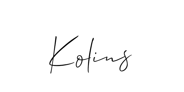 Similarly Allison_Script is the best handwritten signature design. Signature creator online .You can use it as an online autograph creator for name Kolins. Kolins signature style 2 images and pictures png