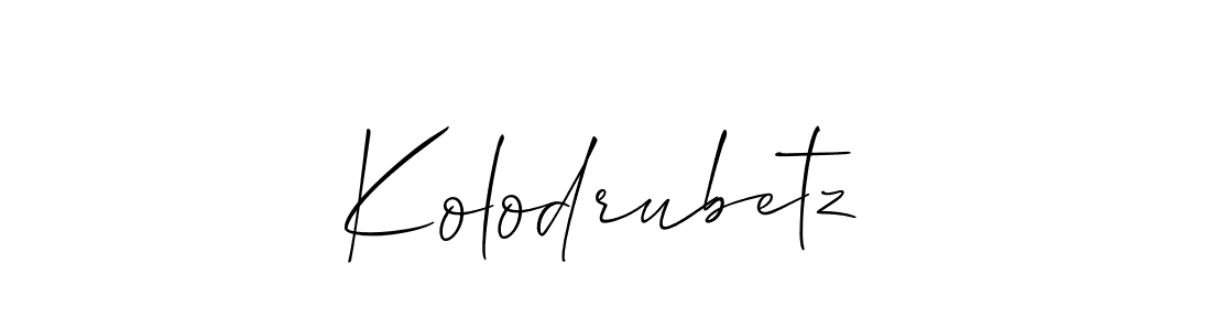It looks lik you need a new signature style for name Kolodrubetz. Design unique handwritten (Allison_Script) signature with our free signature maker in just a few clicks. Kolodrubetz signature style 2 images and pictures png