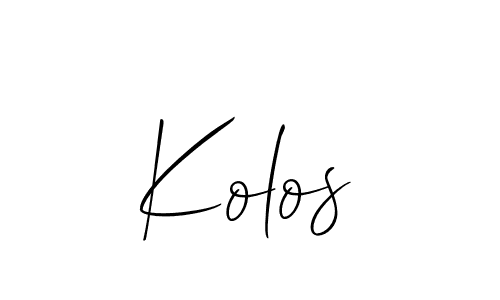 Use a signature maker to create a handwritten signature online. With this signature software, you can design (Allison_Script) your own signature for name Kolos. Kolos signature style 2 images and pictures png