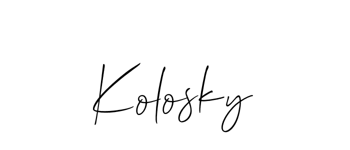 It looks lik you need a new signature style for name Kolosky. Design unique handwritten (Allison_Script) signature with our free signature maker in just a few clicks. Kolosky signature style 2 images and pictures png