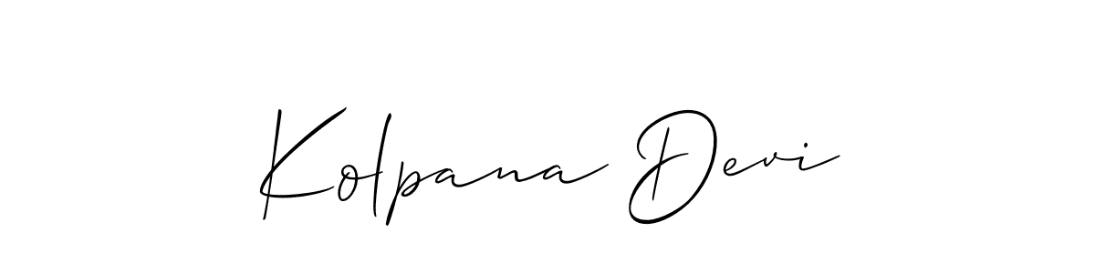 Allison_Script is a professional signature style that is perfect for those who want to add a touch of class to their signature. It is also a great choice for those who want to make their signature more unique. Get Kolpana Devi name to fancy signature for free. Kolpana Devi signature style 2 images and pictures png