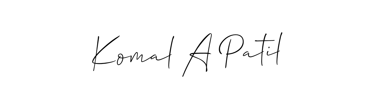 The best way (Allison_Script) to make a short signature is to pick only two or three words in your name. The name Komal A Patil include a total of six letters. For converting this name. Komal A Patil signature style 2 images and pictures png