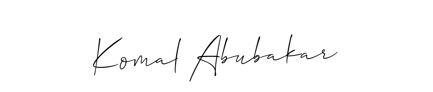 The best way (Allison_Script) to make a short signature is to pick only two or three words in your name. The name Komal Abubakar include a total of six letters. For converting this name. Komal Abubakar signature style 2 images and pictures png