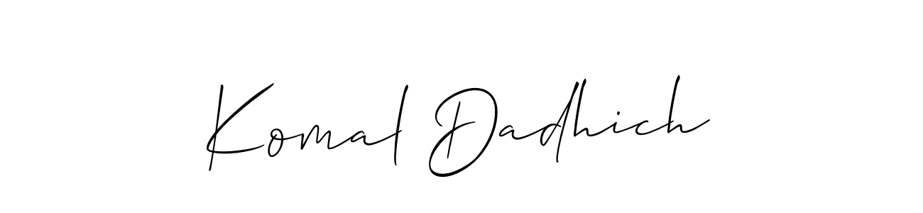 Make a beautiful signature design for name Komal Dadhich. With this signature (Allison_Script) style, you can create a handwritten signature for free. Komal Dadhich signature style 2 images and pictures png