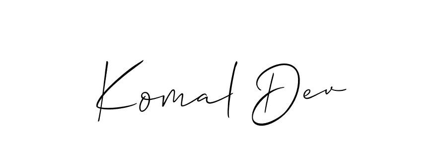 Create a beautiful signature design for name Komal Dev. With this signature (Allison_Script) fonts, you can make a handwritten signature for free. Komal Dev signature style 2 images and pictures png