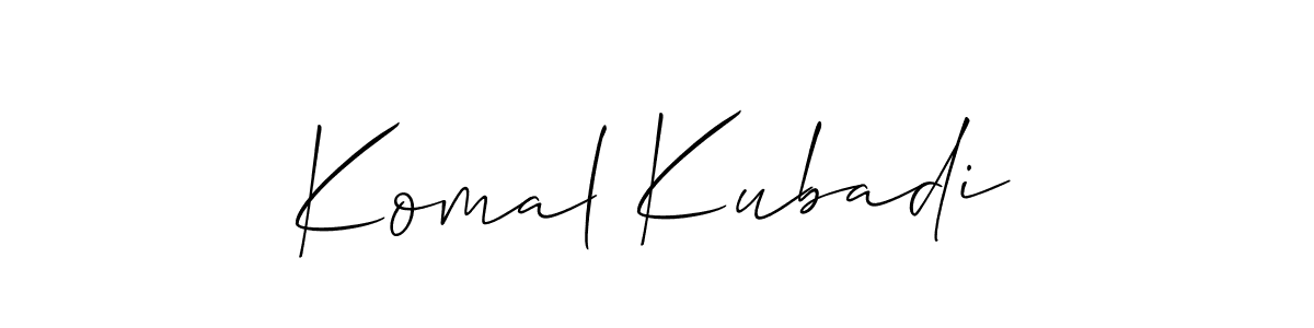 Design your own signature with our free online signature maker. With this signature software, you can create a handwritten (Allison_Script) signature for name Komal Kubadi. Komal Kubadi signature style 2 images and pictures png