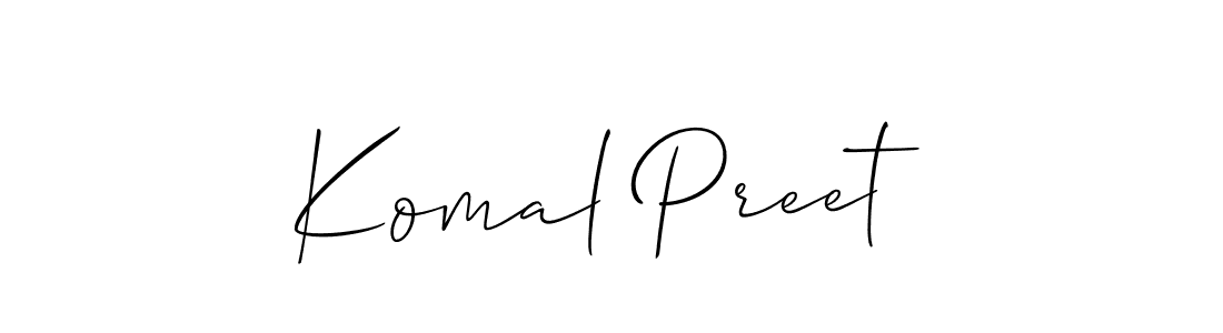 Design your own signature with our free online signature maker. With this signature software, you can create a handwritten (Allison_Script) signature for name Komal Preet. Komal Preet signature style 2 images and pictures png