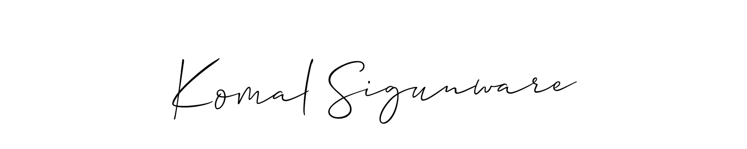 Also You can easily find your signature by using the search form. We will create Komal Sigunware name handwritten signature images for you free of cost using Allison_Script sign style. Komal Sigunware signature style 2 images and pictures png