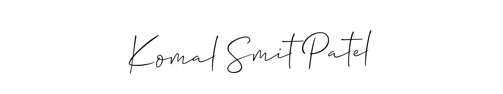 Create a beautiful signature design for name Komal Smit Patel. With this signature (Allison_Script) fonts, you can make a handwritten signature for free. Komal Smit Patel signature style 2 images and pictures png