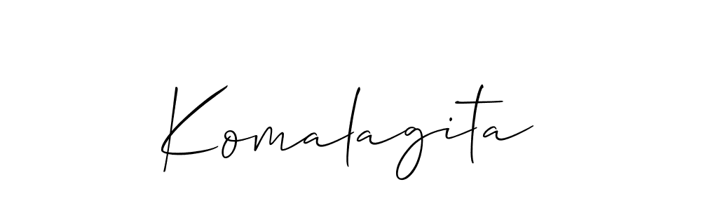 Allison_Script is a professional signature style that is perfect for those who want to add a touch of class to their signature. It is also a great choice for those who want to make their signature more unique. Get Komalagita name to fancy signature for free. Komalagita signature style 2 images and pictures png