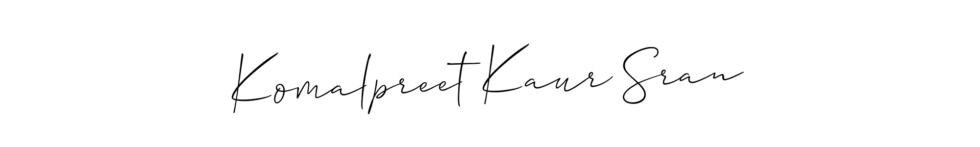 Use a signature maker to create a handwritten signature online. With this signature software, you can design (Allison_Script) your own signature for name Komalpreet Kaur Sran. Komalpreet Kaur Sran signature style 2 images and pictures png