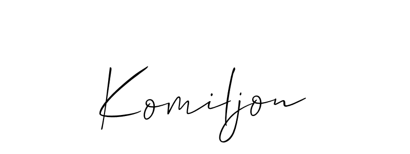 You should practise on your own different ways (Allison_Script) to write your name (Komiljon) in signature. don't let someone else do it for you. Komiljon signature style 2 images and pictures png