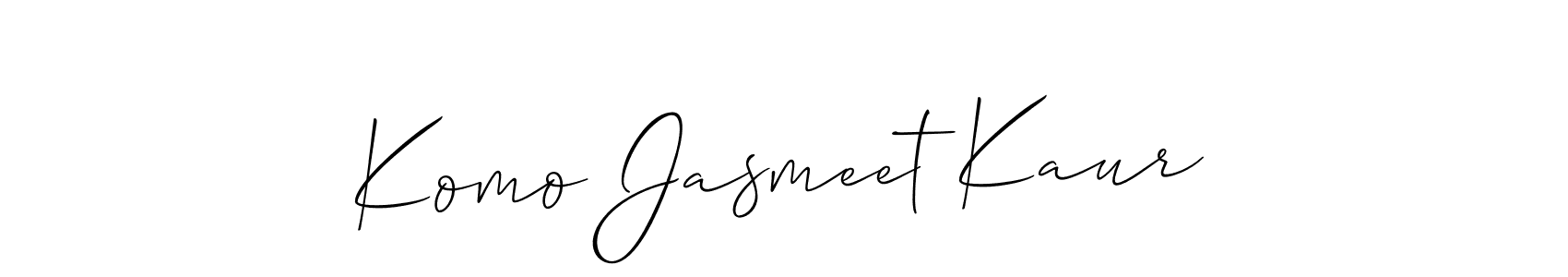 Allison_Script is a professional signature style that is perfect for those who want to add a touch of class to their signature. It is also a great choice for those who want to make their signature more unique. Get Komo Jasmeet Kaur name to fancy signature for free. Komo Jasmeet Kaur signature style 2 images and pictures png