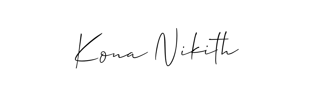The best way (Allison_Script) to make a short signature is to pick only two or three words in your name. The name Kona Nikith include a total of six letters. For converting this name. Kona Nikith signature style 2 images and pictures png